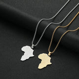 Kinitial Stainless Steel African Country Map Pendant Charm Necklace Jewelry  Clavicle Chain Necklace for Women Party Choker Gift