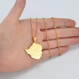 Anniyo Map of Zimbabwe With City Pendant Necklaces Silver Color/Gold Color Women Stainless Steel Zimbabweans Maps Chains #070921
