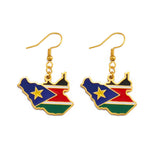 Anniyo South Sudan Map Flag Earrings for Women Girls Gold Color Jewelry South Sudanese Maps Ethnic  #231421