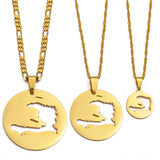 Anniyo Haiti Maps Pendant Necklaces for Men Women Girls Haitian Map Jewelry @133821