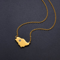 Anniyo Saudi Arabia Map With White Stone Charm Pendant Necklace Kingdom of Saudi Arabia Jewelry Women Girls  #252521