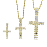 Iced Out Jesus Cross Pendant Necklace For Men Women Gold Color Bling 5A Geometric Zircon Religion Fashion Hip Hop Jewelry