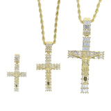 Iced Out Jesus Cross Pendant Necklace For Men Women Gold Color Bling 5A Geometric Zircon Religion Fashion Hip Hop Jewelry
