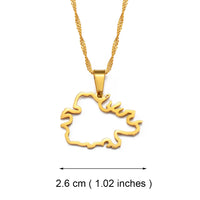 Anniyo Antigua Outline Pendant Necklaces for Women Girls Jewelry Waladli Wadadli Maps #269621