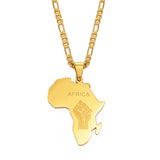 Anniyo 3.8CM African Map Fist Pendant Necklaces Silver Color/Gold Color Africa Maps Black Lives Matter Chains Jewelry #166021