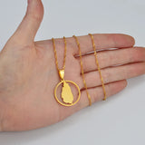 Anniyo Round Saint Lucia Map Pendant Necklace for Women Girl Gold Color Jewelry St. Lucia Chains Jewellery #203021