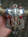 Wild Pig Teeth Embedded Alloy Ox Head Wild Boar Tooth Amulet Pendant