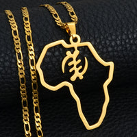 Anniyo African Map Cultural Symbol Pendant Necklaces Women Men Adinkra Gye Nyame Ethnic Jewelry Congo Ghana Nigeria @129721