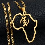 Anniyo African Map Cultural Symbol Pendant Necklaces Women Men Adinkra Gye Nyame Ethnic Jewelry Congo Ghana Nigeria @129721