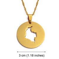 Anniyo 3CM Round Map of Colombia Pendant and Necklaces for Women Colombian Jewelry @015921
