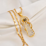 Anniyo Guam Hawaiian Shoe Pendant Necklaces for Women Girls Rhinestone Fashionable Beach Party Accessories @@080102