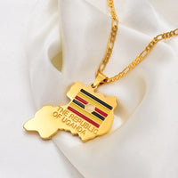 Anniyo the Republic of Uganda Map Pendant Necklace Gold Color Jewelry Uganda National Flag #003210
