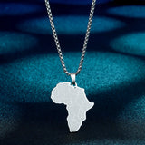 Kinitial Stainless Steel African Country Map Pendant Charm Necklace Jewelry  Clavicle Chain Necklace for Women Party Choker Gift