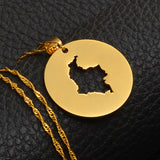 Anniyo 3CM Round Map of Colombia Pendant and Necklaces for Women Colombian Jewelry @015921