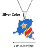 Anniyo 3CM Democratic Republic of the Congo Map Colored Flag Pendant DRC Kinshasa Necklace Ethnic Jewelry @200621