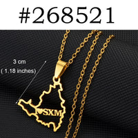Anniyo Sint Maarten / Saint-Martin Island Pendant Necklaces Women Girls Saint Martin Gold Color Silver Color SXM Jewelry #268521