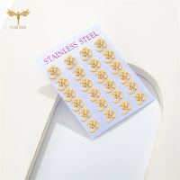 12 Pairs Aum Om Ohm Symbol Stud Earrings Women Indian Yoga Sport Jewelry Earings Set Wholesale Stainless Steel Ornament Gifts
