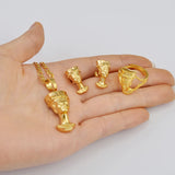 Anniyo Egyptian Queen Nefertiti Sets Pendant Necklace Stud Earrings Ring African Traditional Culture Jewelry #244206