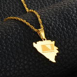 Anniyo 1.8CM Bosnia and Herzegovina Map Pendant Necklaces Women Girls Charm Bosna Hercegovina Maps Jewelry #145621