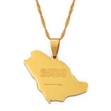 Anniyo Saudi Arabia Map Flag Charm Pendant Necklace Silver Color/Gold Color Kingdom of Saudi Arabia Jewelry Women Girls  #001321