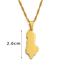 Anniyo 2.6cm Albania Map Pendants & Necklaces Charm Shqiperise Jewelry For Women Girls  #028921