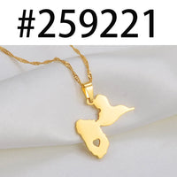 Anniyo Map of Guadeloupe Pendants Necklaces for Women Jewelry France Guadeloupe Map Heart and Contour Design @259121
