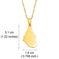 Anniyo 3.1CM Montserrat Island Map With Cities Pendant Necklaces for Women/Girls Gold Color Jewelry #267221