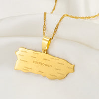 Anniyo Puerto Rico Map With Cities Pendant Necklaces Gold Color PR Puerto Ricans Jewelry #237921