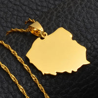 Anniyo 2.6CM Polska Map Pendant Necklaces for Women Jewelry Maps of Poland Chain  #021221