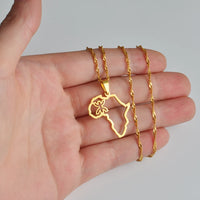 Anniyo Outline Africa Map Berbers Pendant Necklaces African Berber Jewelry for Women Men @250621