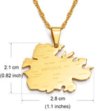 Anniyo Antigua Necklaces for Women Girls Gold Color Antigua Map Pendant  Jewelry Waladli/Wadadli #135521