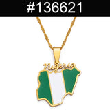 Anniyo Nigeria Map Flag Pendant Necklaces Gold Color Nigerian Maps Jewelry Patriotic  #136621
