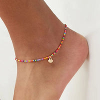Boho Ocean Beach Cowrie Shell Ankle Bracelet Handmade Adjustable String Macrame Mussel Seashell Anklets for Women Foot Jewelry