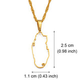 Anniyo (SMALL SIZE) Gold Color/Silver Color Stainless Steel Outline Qatar Map Pendant Necklaces Women Qataris Maps #027321