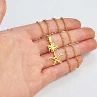 Anniyo Saudi Arabia National Emblem Symbol Pendant Necklace Kingdom of Saudi Arabia Charm Jewelry Women Girls  #268921