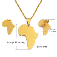 Anniyo Africa Map Sets Pendant Necklace and Earrings Gold Color/Silver Color African Maps Jewelry Set for Women Gitls #133621