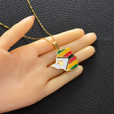 Anniyo Map of Zimbabwe Flag Pendant Necklaces Silver Color/Gold for Women Girls Stainless Steel Zimbabweans Maps Chains #154321