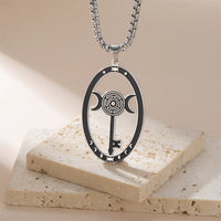 EUEAVAN Stainless Steel Triple Moon Goddess Pendant Necklace Box Chain Hollow Wheel of Hecate Choker Vintage Amulet Jewelry Gift