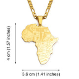 3.8CM African Map Pendant Necklaces for Women and Men Nigeria Congo Ghana Sudan Hiphop Jewelry #130821