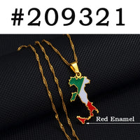 Anniyo Italy Map Flag Pendant Necklaces Silver Color/Gold Color Italian Maps Jewelry @209321