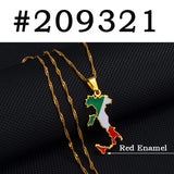 Anniyo Italy Map Flag Pendant Necklaces Silver Color/Gold Color Italian Maps Jewelry @209321