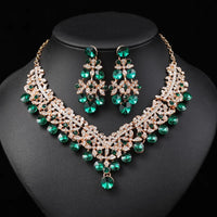 Rhinestone Bride Jewelry Sets for Women Luxury Flower Choker Necklace Earrings Wedding Dress Bridal Necklace Set Fashion Jewelry