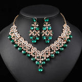 Rhinestone Bride Jewelry Sets for Women Luxury Flower Choker Necklace Earrings Wedding Dress Bridal Necklace Set Fashion Jewelry