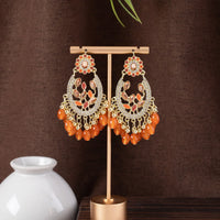 Bohemian Orange Resin Beaded Tassel Droplet Geometric Earrings Women Ethnic Vacation Fashion Jewelry
