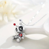 Halloween Curse Doll Necklace Earring for Women Creative Cartoon Gothic Red Heart Doll Jewelry Accessories Halloween Party Gifts