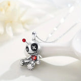Halloween Curse Doll Necklace Earring for Women Creative Cartoon Gothic Red Heart Doll Jewelry Accessories Halloween Party Gifts