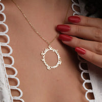 Custom Family Name Necklace Women Jewelry Personalized Stainless Steel Multiple Name Circle Pendant Necklace Mom Sister Gifts