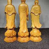 Natural Solid wood Sculpture Guanyin, Buddha Tathagata Statue ,Chinese Buddhist Figures Home Room Office Feng Shui Statues