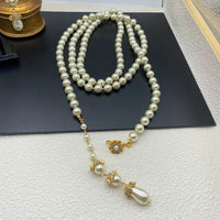 Luxury Vintage Baroque long pearl fringe necklace French delicate elegant colorful rhinestones wedding party jewelry accessories