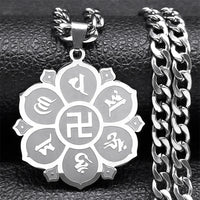 Buddhist Scripture Mantra Om Mani Padme Hum Necklace for Men Women Stainless Steel Gold Color Necklaces Jewelry Gifts N2665-1S05